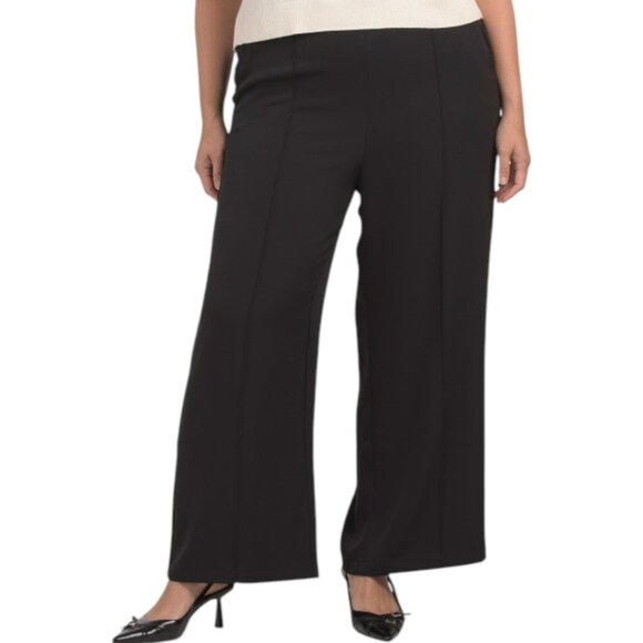 MELLODAY Plus Luxe Crepe Pull On Pants - Black - Picture 1 of 6